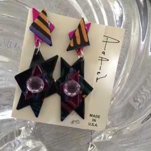 MARDI-GRAS Ribbons retro handmade earrings multi
